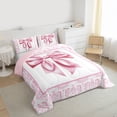thumbnail image 3 of jejeloiu Retro Damask Baroque Twin Comforter Sets,Pink Bowknot Pattern Bedding Set For Kids Reversible 2pcs, 3 of 8
