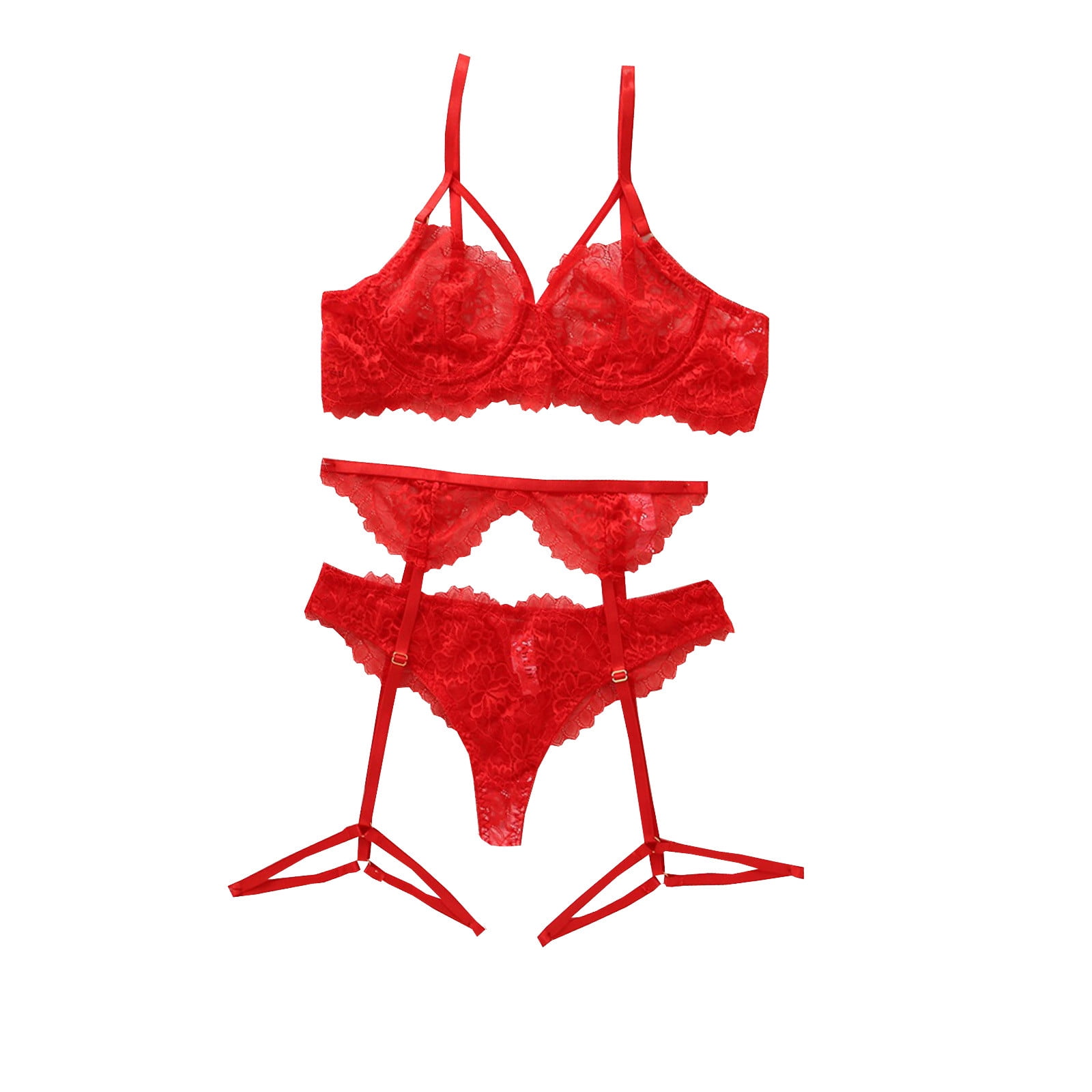 Women's Lace Lingerie Set Robe and Bra and Panties and Garter and Stockings  and Racerback Straps and Thong（V399SP-Red-38D+V729+P003） : :  Clothing, Shoes & Accessories