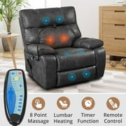 Triple Tree 180° Power Lift Recliner Chair, Massage and Heat, USB Ports, 300 lb, Gray