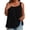 Black, variant on Bubble Hem Tops for Women Plus Size Spaghetti Strap Tank Tops Crewneck Sleeveless Shirt Vest Solid Color Cloths