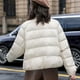 thumbnail image 5 of Ailaofu Women Fall Winter Crew Neck Thin Cotton Jacket Oversized Short Retro Casual Coat Solid Cotton Outwear, 5 of 5