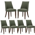 thumbnail image 3 of EOP Upholstered Dining Chairs Set of 6, Mid Century Modern Fabric Side Chairs with Solid Wood Legs, Comfortable Kitchen & Dining Room Chairs for Home, Restaurant Use, Green, 3 of 6