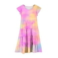 thumbnail image 4 of Zwiiyzr 2025 Kids Little Girls Tie-Dye Dresses Summer Ruffle Tiered Short Sleeve Pockets Round Neck Dress Pink, 4 of 5