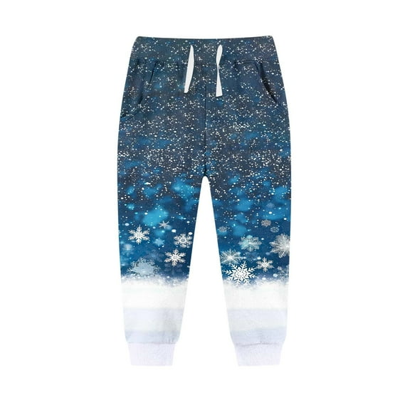 ATOGUTA Kids Sweatpants Boys Athletic Christmas Printed Fleece Jogger Track Pants for Girls Size 2T-13, Blue