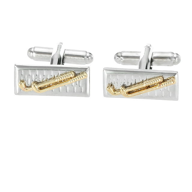 Gemelos con diseño creativo de palo de golf para hombre en plata