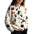 thumbnail image 3 of Halloween Knitted Sweater Cardigan for Girls Spooky Print Sweet Lovely Fall Long Sleeve Button Down Tops, 3 of 5