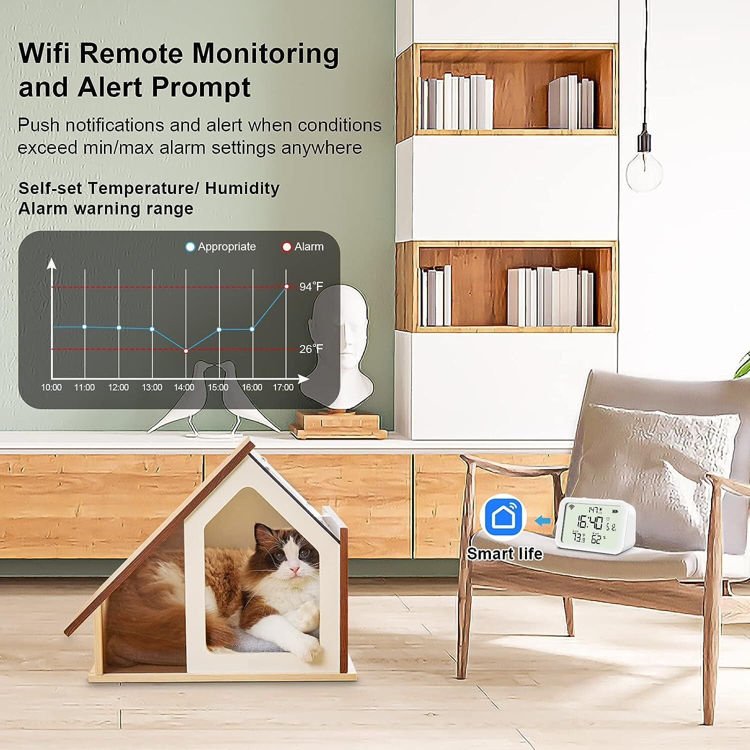 WiFi Thermometer Hygrometer: Smart Temperature Humidity Sensor with App  Alerts, Indoor Room Temperature Monitor Greenhouse Thermometer for Home Pet
