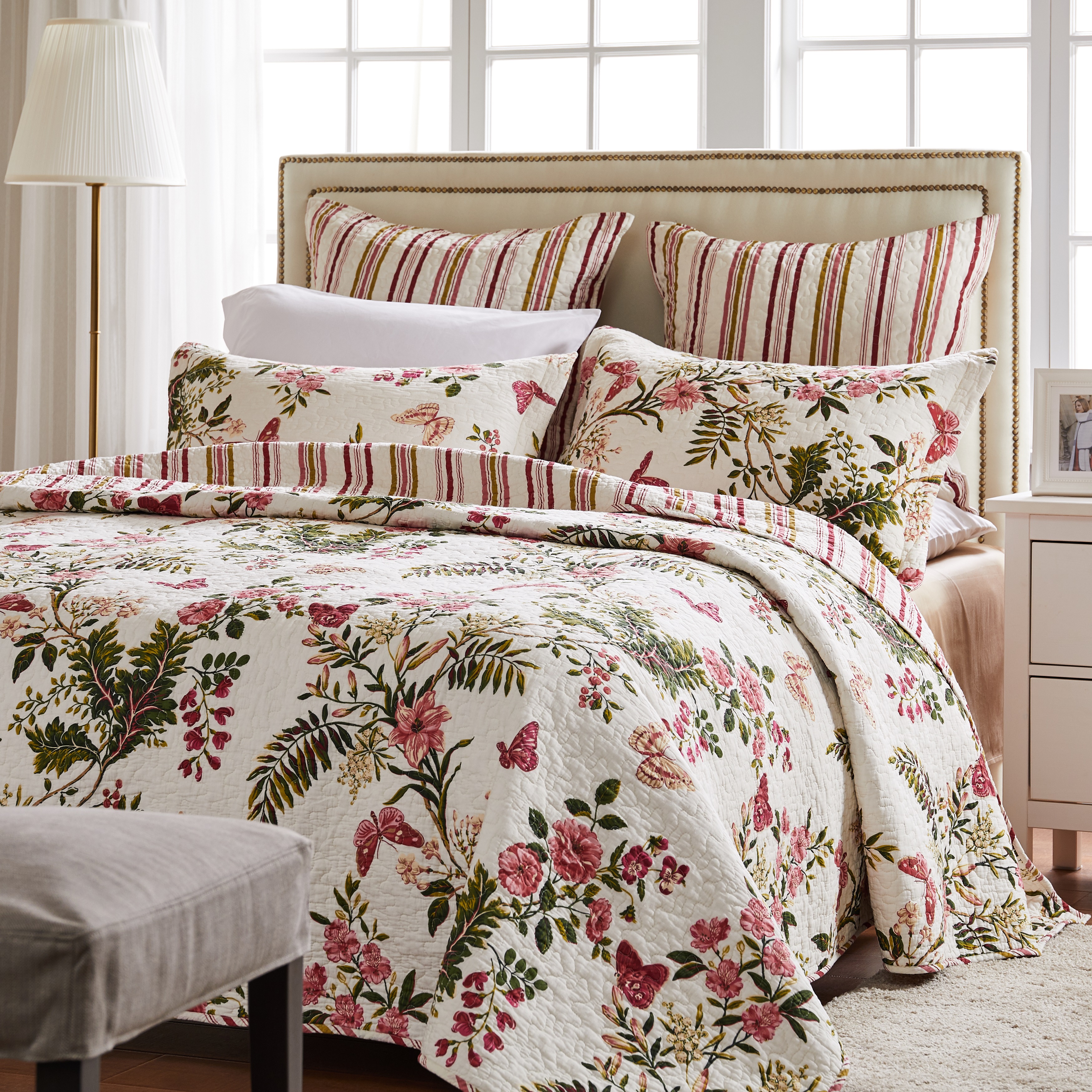 Greenland Home Butterflies 100% Cotton Reversible Oversized Botanical Quilt Set, 2-Piece Twin/Twin XL - image 5 of 5