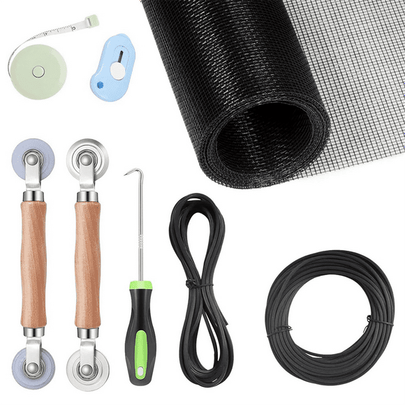Window Screen Door Repair Kit, Window Screen Replacement Kit with Steel/Nylon Bearing Roller