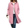 thumbnail image 2 of TGSLY Women's Long Button Down Sweatshirt Lightweight Collared Long Sleeve Cardigan Coat Relaxed Casual Solid Color Fall Winter Jacket with Pockets L, 2 of 8
