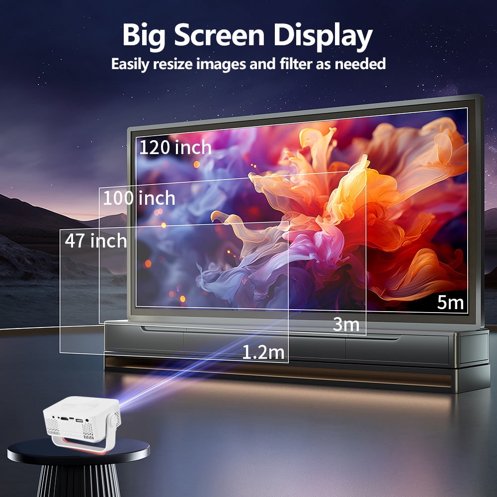 Mini Projector with WiFi , Native 1080P Projector , Projectors for Outdoor Movies Home Theater Built-in Speaker Android11 Dual WiFi6 Allwinner 1080p Compatible with iPhone/Android/PS4/Laptop