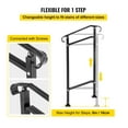 thumbnail image 3 of Outdoor Stair Railing for 1-2 Steps, Wrought Iron Handrail, Black Hand Rail for Concrete/Wood Steps, Adjustable Porch Railing with Installation Kit, 3 of 7