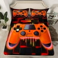 thumbnail image 2 of Feelyou Orange Game Controller Bed Sheets for Kids, Futuristic Honeycomb King Sheets, Gaming Gamer Gamepad Sheet Set, Lightweight Room Decor, 4pcs, 2 of 7