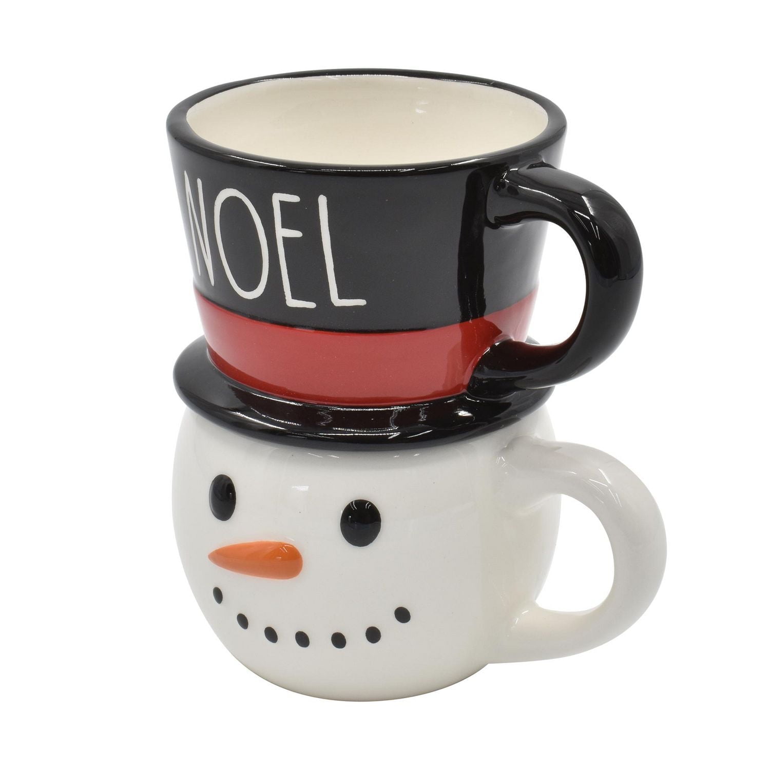 HOLIDAY TIME SET OF 2 DOLOMITE SNOWMAN DESIGN MUG SET