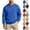 Blue, variant on Qingpeng Mens Long Sleeve Sweatshirt Fleece Crew Neck Sweatshirts Solid Color Pullover Sweater Sports Workout Casual Warm Tops