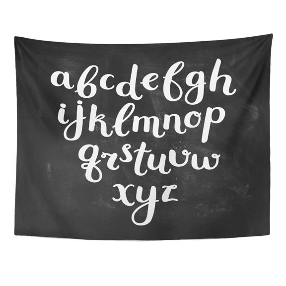 ZEALGNED Script Alphabet on Chalkboard Letters Written Brush Pen Ink ABC Latin Pattern Wall Art Hanging Tapestry Home Decor for Living Room Bedroom Dorm 60x80 inch