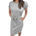 thumbnail image 1 of Summer Dress With Belt For Casual And Date Outfits Short Sleeve Design Easy Care And Versatile Wear, 1 of 6