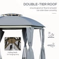 thumbnail image 4 of Spaco 144x144 Inch Round Outdoor Gazebo, Patio Dome Gazebo Canopy Shelter with Double Roof, Netting Sidewalls and Curtains, Zippered Doors Grey AS, Easy Up Screened Canopy, 4 of 6