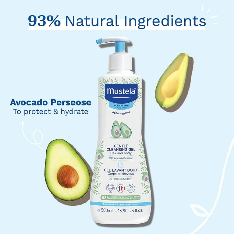 Mustela Certified Organic Cleansing Gel - Natural Hair & Body Wash with  Olive Oil & Aloe Vera - For Baby, Kid & Adult - Fragrance Free, Tear Free
