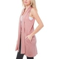 thumbnail image 3 of MixMatchy Women's Open Front Draped Heavyweight Cardigan Long Vest With Side Pockets -Made In USA, 3 of 7