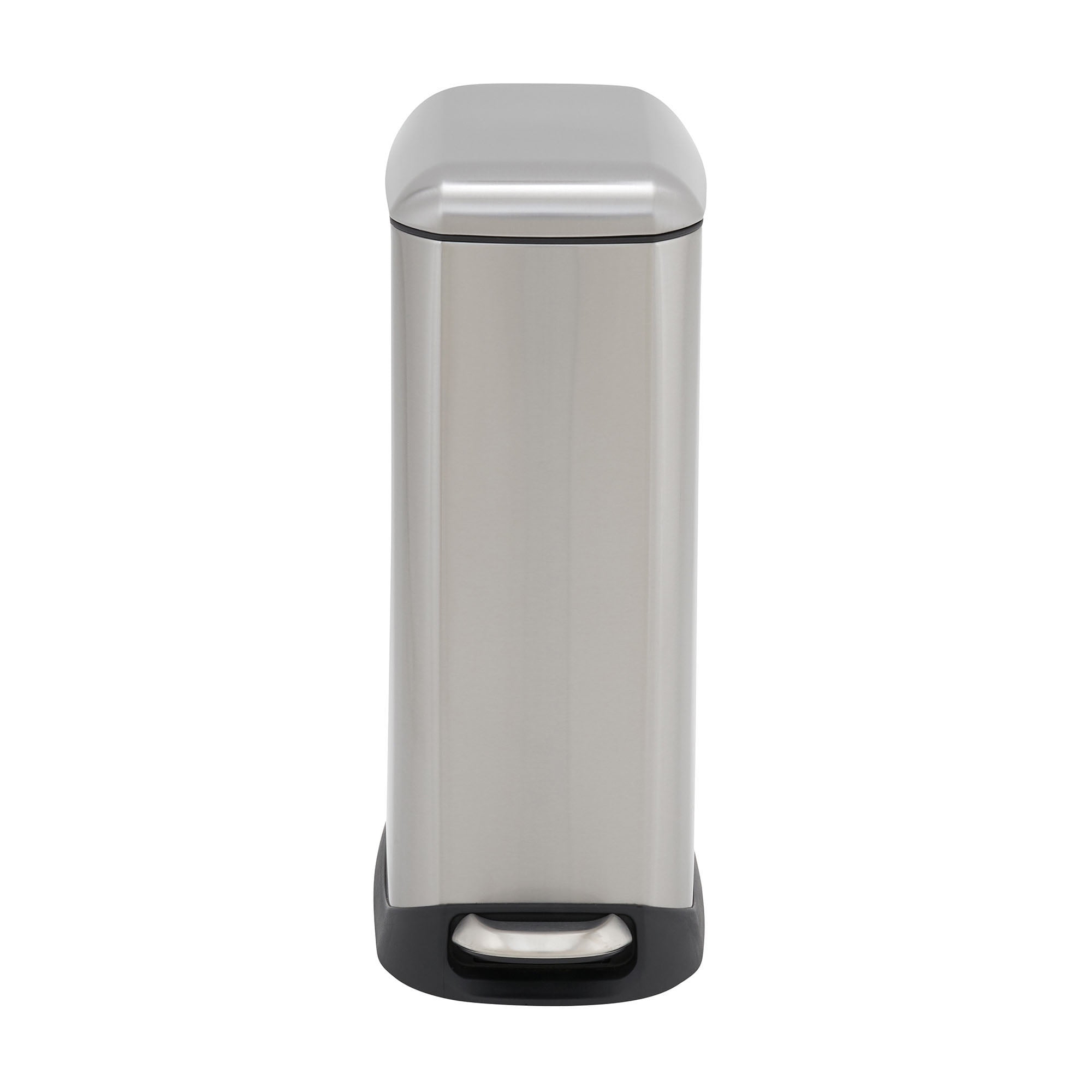 Design Trend Oval Slim Stainless Steel Step Trash Can with Soft Close Lid | 20 Liter / 5 Gallon, 16.26" L x 21.73" W x 9.25" H, Silver