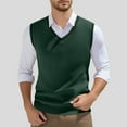 thumbnail image 2 of Fgnfyis Men's Tank Tops Sleeveless Sweater Vest Comfortable Knitted V Neck Spring Fashion Casual Wear Stylish Lightweight Top for Men Tank Top Men Dark Green_002 XL, 2 of 6