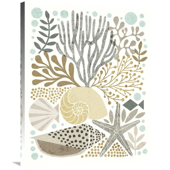 Global Gallery's 'Under Sea Treasures VI Gold Neutral' By Michael Mullan Stretched Canvas Wall Art