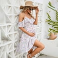 thumbnail image 3 of Maternity Nursing Dress Womens Spaghetti Strap Ruffle Sleeve Daisy Printed Tiered Flowy Swing, 3 of 5