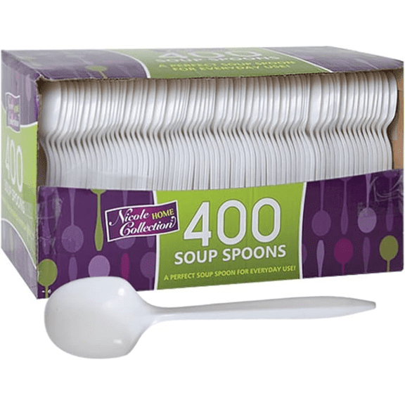EcoQuality White PP Teaspoon - for Soup, Desserts, Rice Meals, and Cereals - for Kitchen, Office, Togo, Lunch, Cafeterias, and Restaurants (400 Pack)