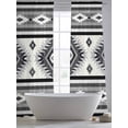 thumbnail image 6 of Gray Boho Semi Sheer Window Curtains 108 Inches Long, Southwestern Ethnic Aztec Retro Geometric Rod Pocket Voile Silky Chiffon Curtain Light Filtering Drapes for Living Room, 52"x108", 2 Panels, 6 of 9