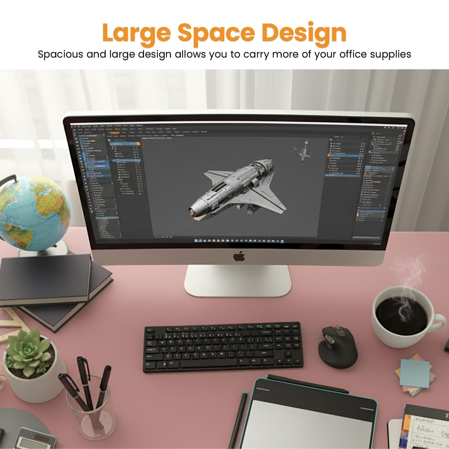 32 inch Computer Desk, Study Writing Table for Small Space, Save Space Office Desk with Metal Legs, Modern Steel Frame Wood PC Workstation for Home Office, Pink