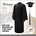 thumbnail image 2 of CLERKMANS Unisex Adult Deluxe Black Bachelors University Graduation Gown, Cap & Tassel Package - Matte Fabric 48XL (5'3"-5'5"), 2 of 5