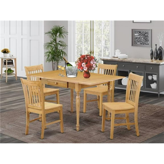 5 Piece Monza Modern Dining Table Set - Oak