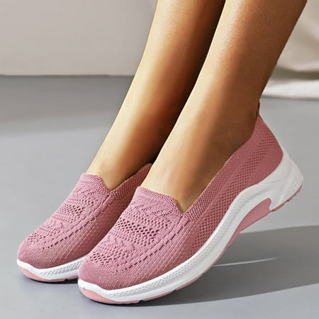 

Ykohkofe Women Single Shoes Slip On Fly Woven Mesh Casual Shoes Tennis Walking Breathable Sneakers Fashion Sneakers