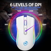 HXSJ T69 2.4G Wireless Mechanical Mouse RGB Gaming Mouse Ergonomic 7 Programmable Buttons 4800DPI Mouse for Office Gamer