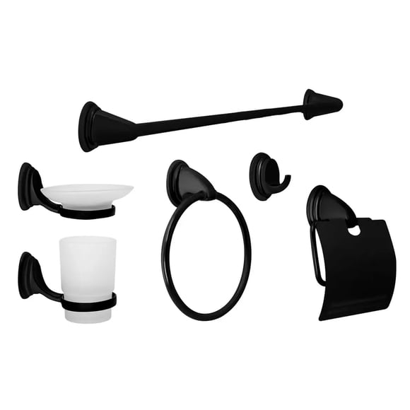 Juego De Accesorios Para Baño 6 Piezas Negro Mate Hi300n