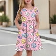 thumbnail image 2 of Robe à Manches Courtes pour Filles avec Imprimé Tissu Doux Col Rond Coupe Décontractée avec Poches Latérales pour Enfants Usage Quotidien, 2 of 4