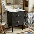 thumbnail image 2 of Euroco 24'' Bathroom Vanity Cabinet with Ceramic Sink Combo Set, Solid Wood Frame Modern Bathroom Storage Cabinet with 2 Drawers, 2 of 9