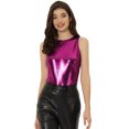 thumbnail image 1 of Disfraz de navidad Allegra K Camiseta Sin Mangas Con Chaleco Brillante Metálico Fucsia M, 1 of 5