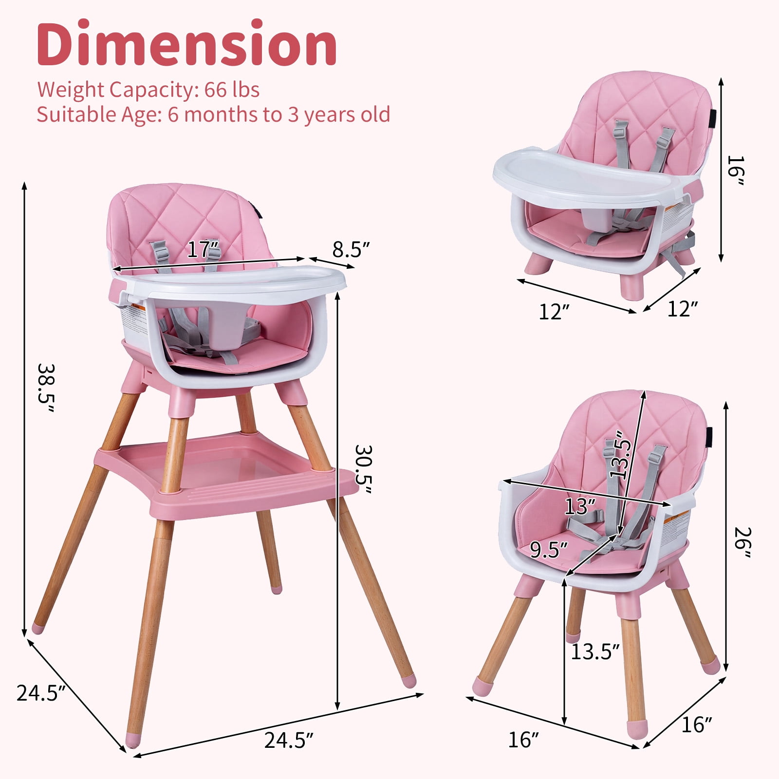 Infans 9-in-1 Convertible High Chair w/Harness & Waterproof Cushion for Babies Toddlers