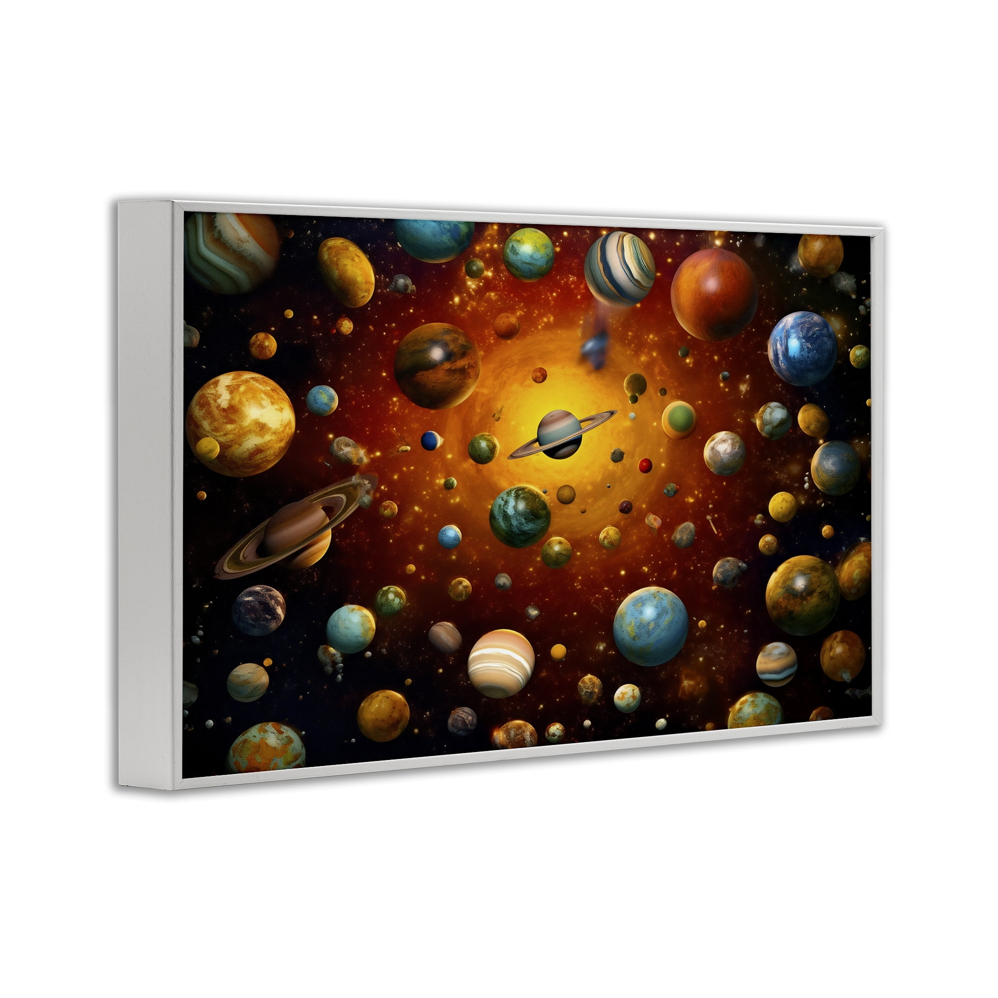 Stupell Industries Cosmic Marbles Galaxy White Framed Giclee Art, design by Ray Powers