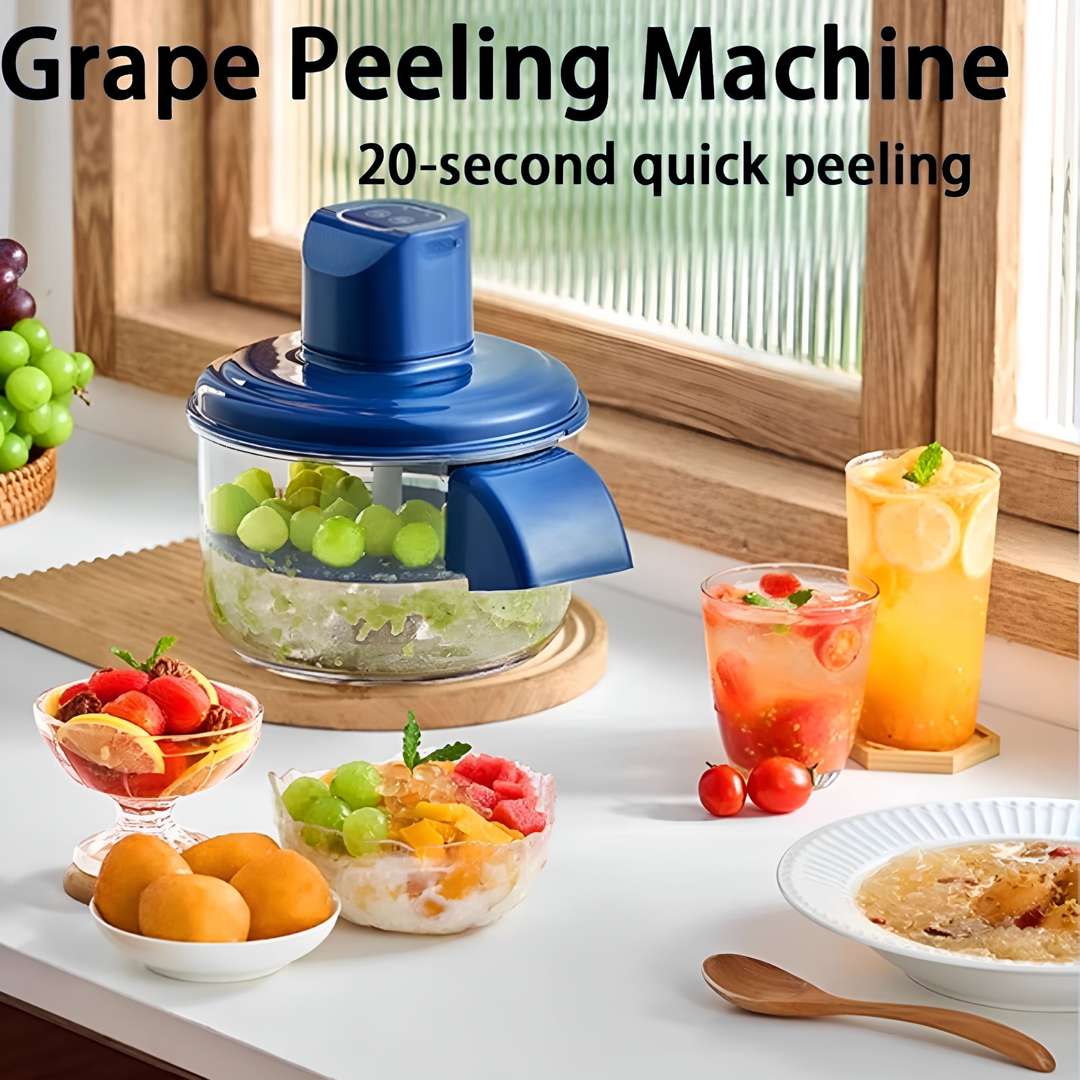 ZEPARO Electric Peeler Machine for Garlic,Grapes&Tomatoes - Rechargeable Automatic Fruit Skin Remover,Gentle Peeling Kitchen Tool with Dishwasher-Safe Parts