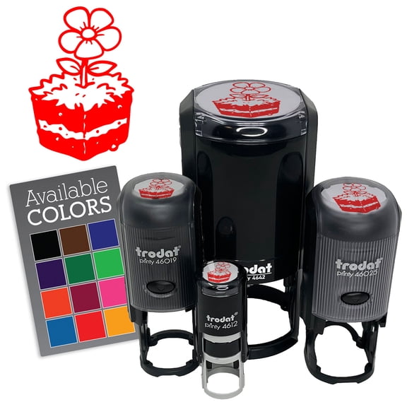 Flower Cube Block Dirt Earth Ground Garden Self-Inking Rubber Stamp for Stamping Ink Stamper Crafting Planners - 1/2 Inch Mini - Black Ink