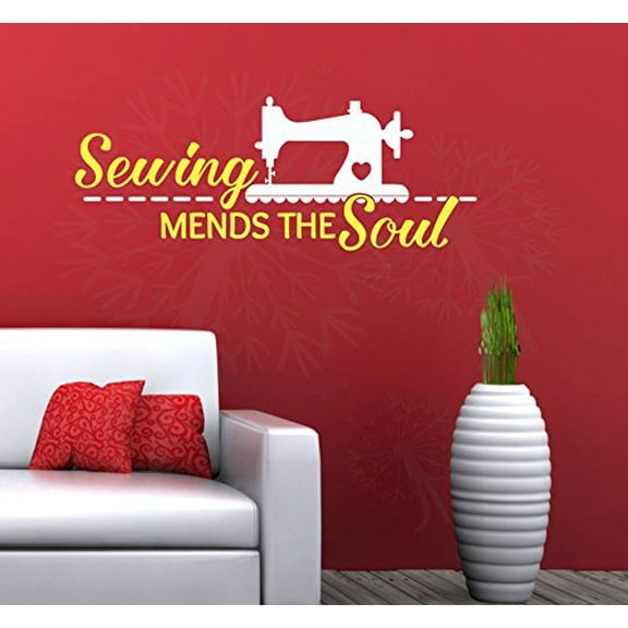 Sewing Mends The Soul Vinyl Lettering Art Home Décor Wall Stickers, 23x9, Multicolor