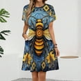 thumbnail image 2 of Watercolor Bumblebee Yellow Sunflowers Women's Dress Short Sleeve Summer Sundress Summer Women Clothes, 2 of 7