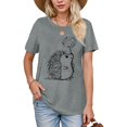 thumbnail image 3 of NAMTYQX Womens T Shirts Loose Fit Classic Muster Crew Neck Baggy Breathable Oversize Short Sleeve Lightweight Graphic Women's Blouses Gray Size M, 3 of 4