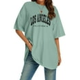 thumbnail image 2 of Shwomsmer Womens Summer Tops Women's Oversized T Shirts V Neck Striped Tees Summer Half Sleeve Casual Comfy Cozy Tunic Tops Plus Size Spandex T Shirts, 2 of 5