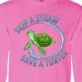 thumbnail image 4 of Inktastic Skip a Straw Save a Turtle with Cute Green Sea Turtle Long Sleeve T-Shirt, 4 of 5