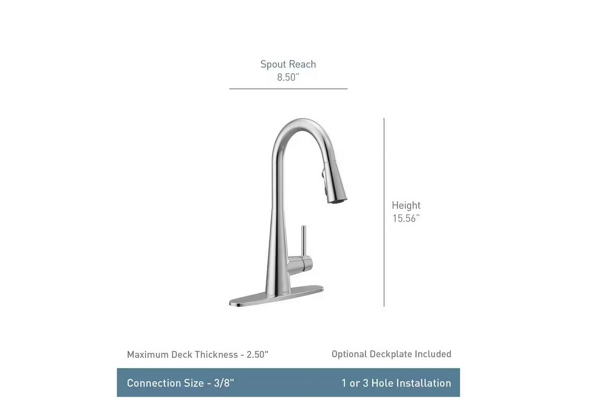 Moen Sleek Matte Black One Handle, Single-Hole Pulldown Kitchen Faucet with PowerBoost Technology, 7864BL