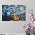 thumbnail image 3 of AIOE Retro Van Gogh Starry Night With Funny Cat Canvas Prints Wall Art Night Starry Pictures Paintings Poster Canvas Wall Decor for Living Room Bedroom Wall Decor Frame: 12x8in, 3 of 7